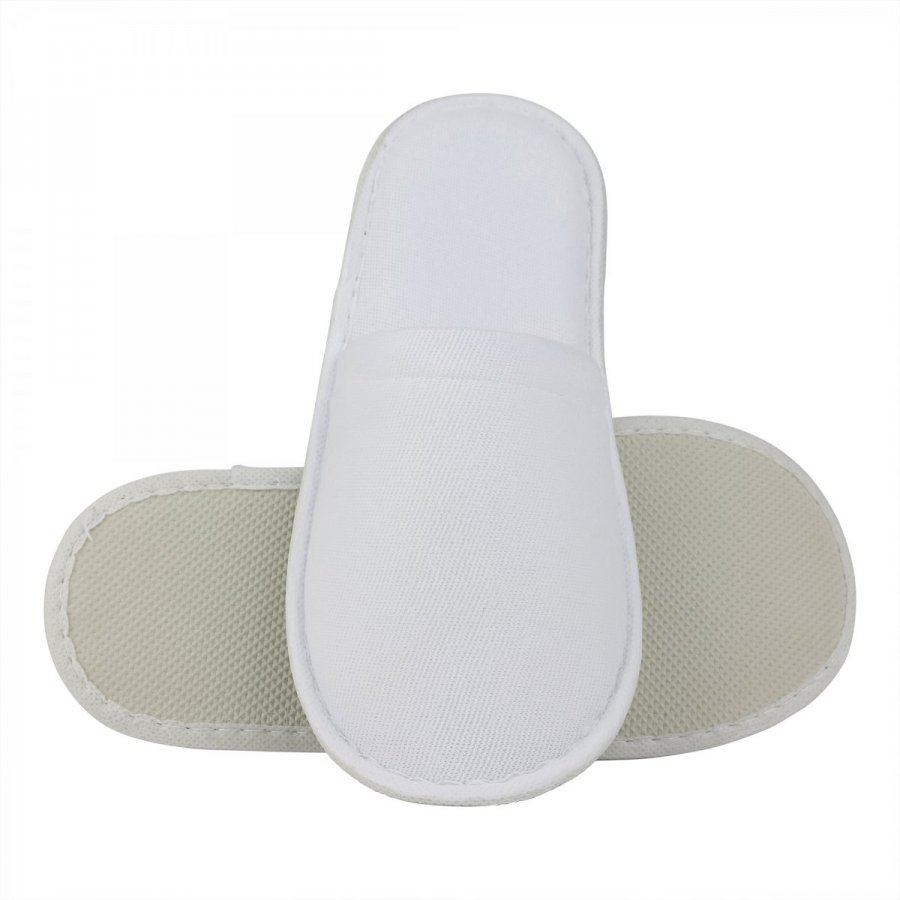 Ζεύγος παντόφλες λευκές non-woven με σόλα 3mm σε ατομική συσκευασία 100τεμ
